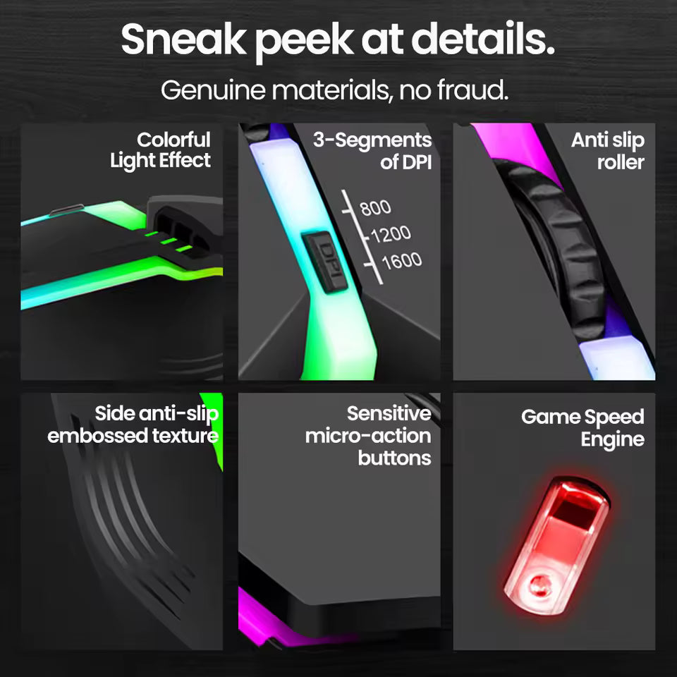USB Wired Mouse LED Luminous Backlit USB Wired Gaming Mouse for Deskto ...
